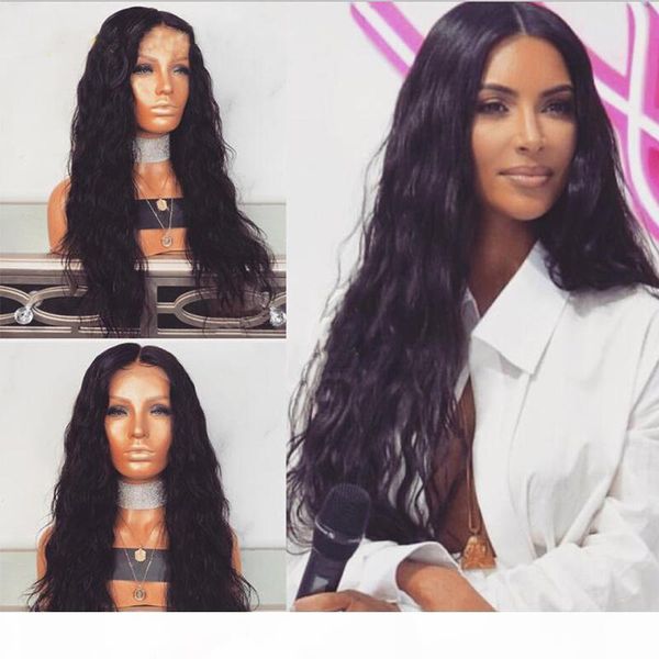 

lace front human hair wigs natural wave brazilian human hair 150% density pre-plucked hairline full lace wigs bleached knots glueless, Black;brown