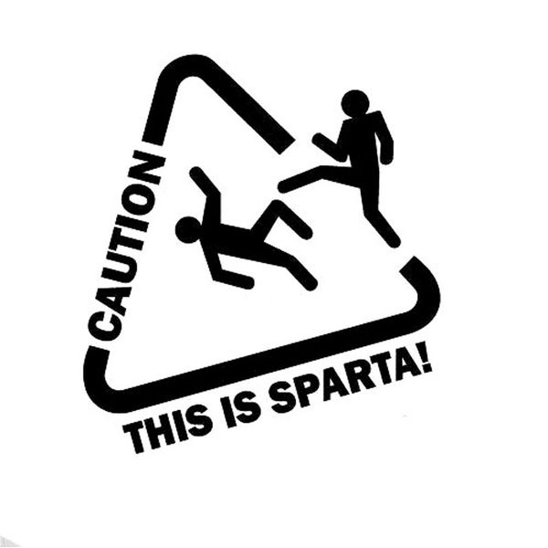 

14cm*15.5cm caution this is sparta car styling accessories motorcycle car stickers and decals black or sliver c8-0865