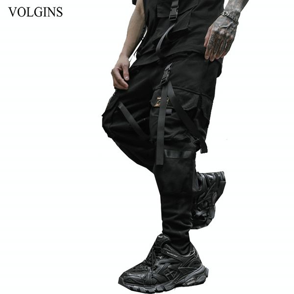 

streetwear men cargo pants black ribbons multi-pocket 2020 new harem joggers harajuku sweatpant hip hop casual male trousers