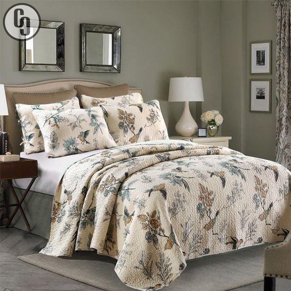 

gxc soft bedspreads cotton quilt set 3pcs quilts bird flower quilted bed cover with shams bedding king size coverlet blanket