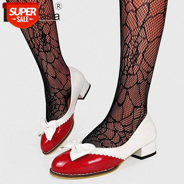 

doratasia plus size 33-48 new fashion mixed colors pumps 2021 casual office pumps women bowtie chunky heels shoes woman #lz6j