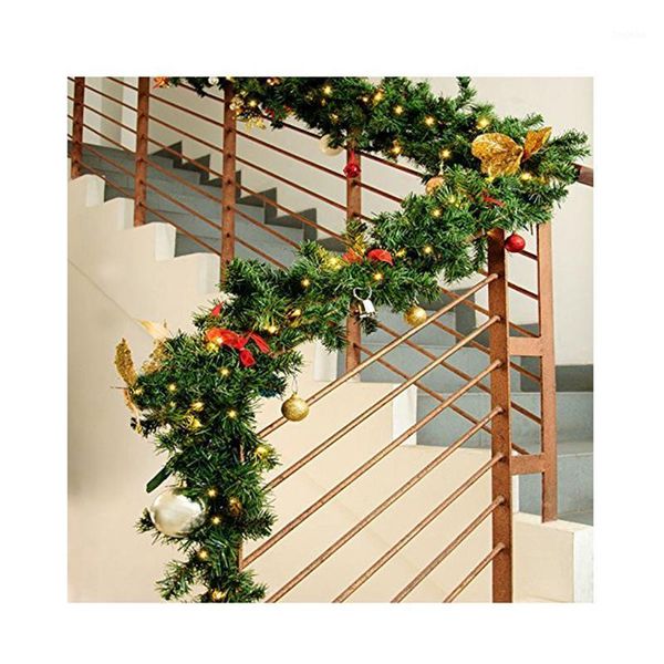 

christmas garland green christmas rattan with bows led lights xmas decoration supplies new year natal ornaments for home 270cm1