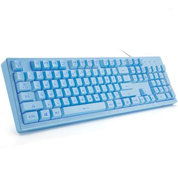 

basaltech mechanical feeling gaming keyboard wired usb with led backlit quiet keys ergonomic waterproof membrane keyboard blue1