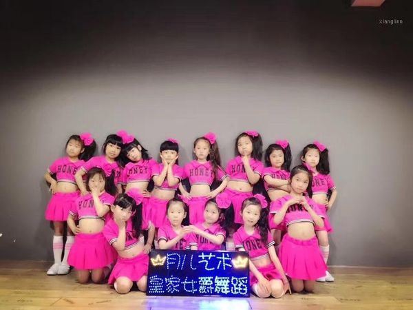 

girls jazz dance street dance costumes children's modern clothes girls cheerleading children aerobics pleated skirt1, Black;red