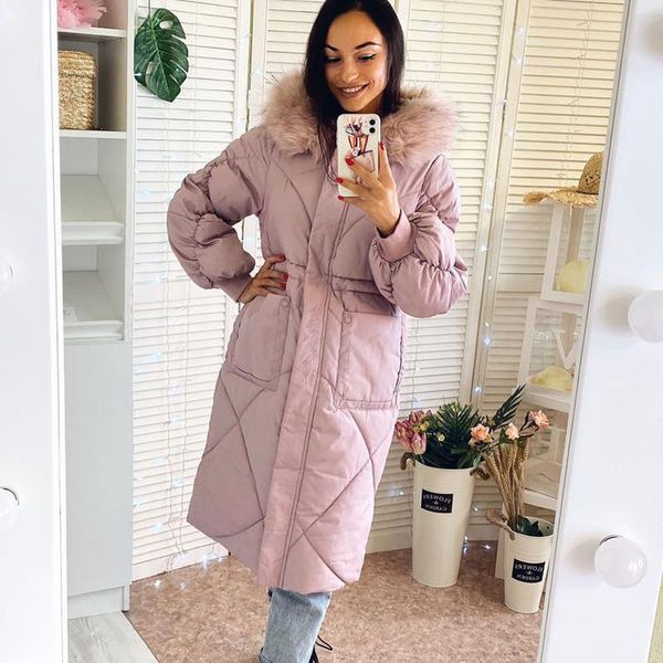 

women long paraks jackets casual thicken warm slim parkas coat 2020 new female hooded padded cotton down jackets wear coat, Black