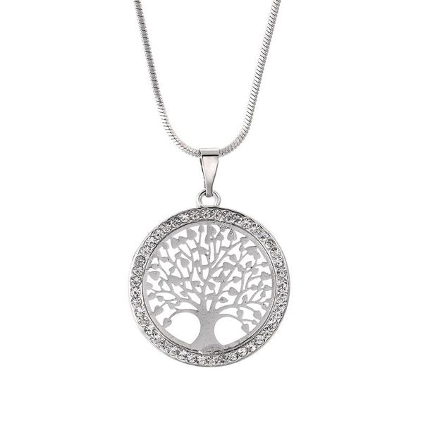 

new fashion tree of life crystal round small pendant necklace elegant women jewelry gifts dropshipping 2020 bbyxaz bdehome, Silver