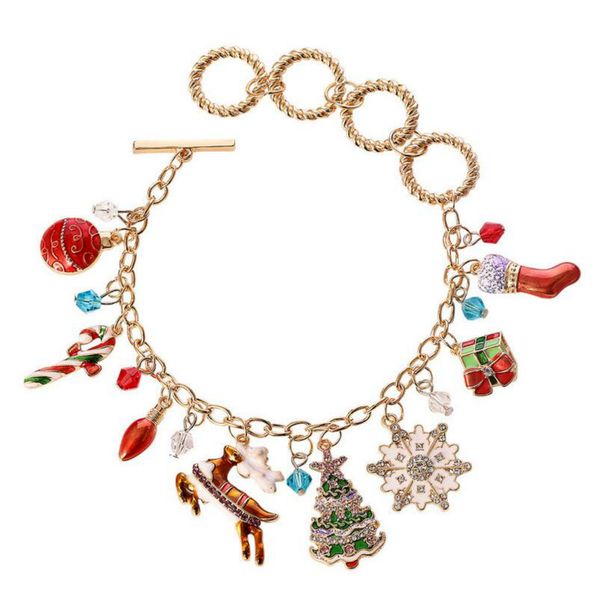 

charm bracelets metallic santa claus merry christmas halloween bracelet xmas decor for home gifts black friday bracelet ornaments, Golden;silver