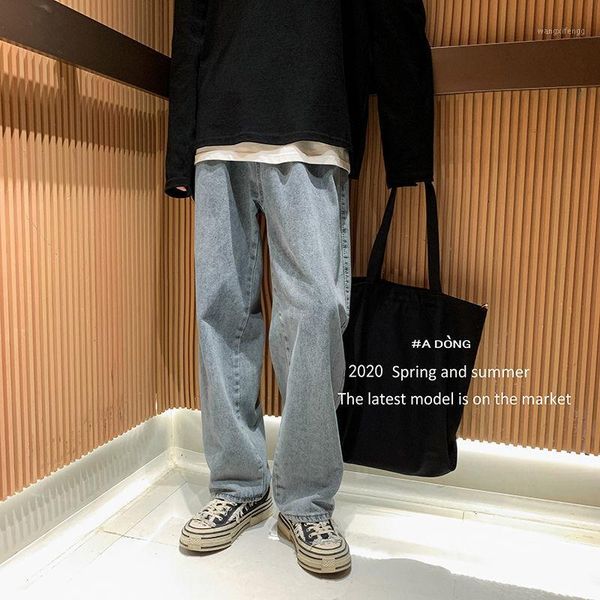 

2020 men's baggy homme wide leg pants wash jeans blue color casual pants popular biker denim loose trousers plus size -2xl1