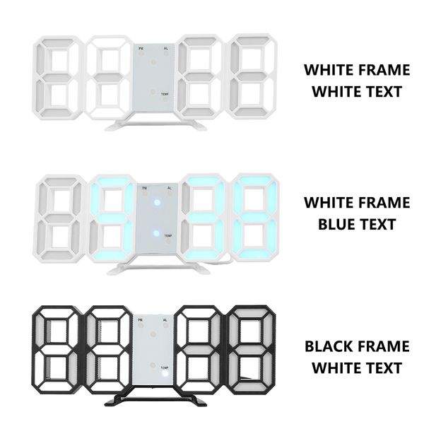 

3d led wall modern design digital table clock alarm nightlight saat reloj de pared watch for home living room decoration q1215