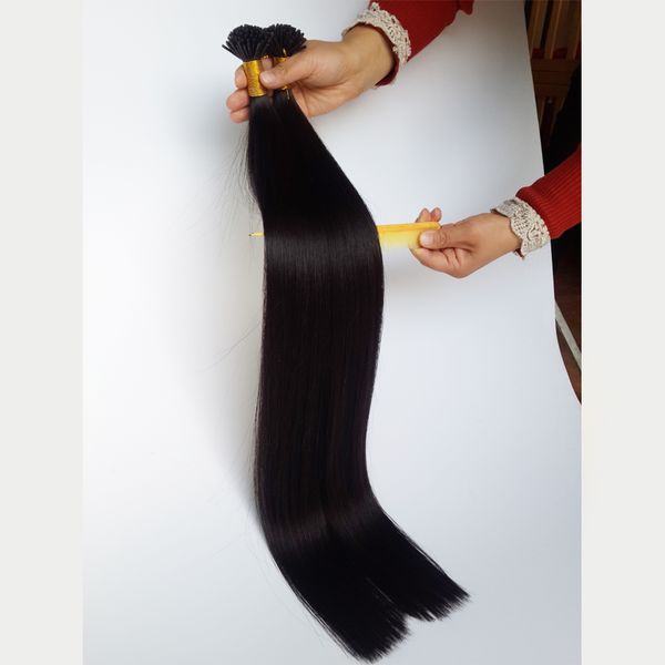 I Tip extensões do cabelo humano Atacado de alta qualidade ao cliente produtos VIP Personalização da vara Dica extensões do cabelo do prego Dica 14-26inch