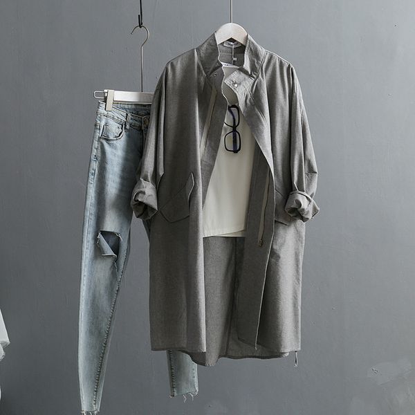 

2021 new spring cotton material long boyfriend feminino for women jacket thin coat outerwear r4j0, Tan;black