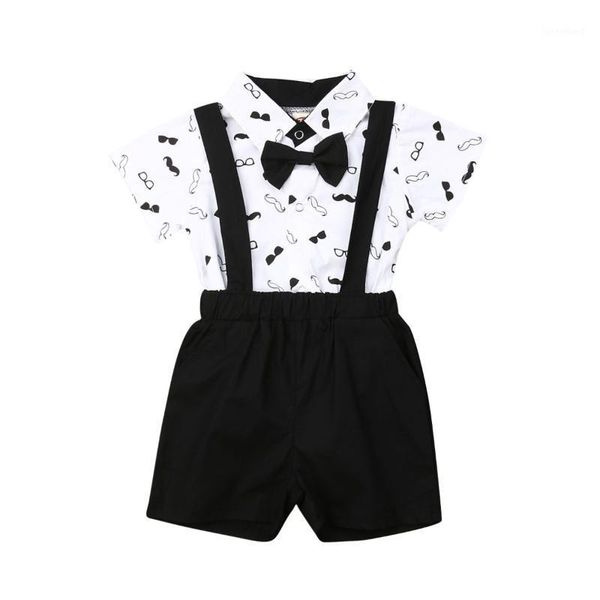 

0-24m newborn baby boys wedding formal suits bowtie gentleman shirt romper bib shorts tuxedo outfit boy formal clothes sets1, White