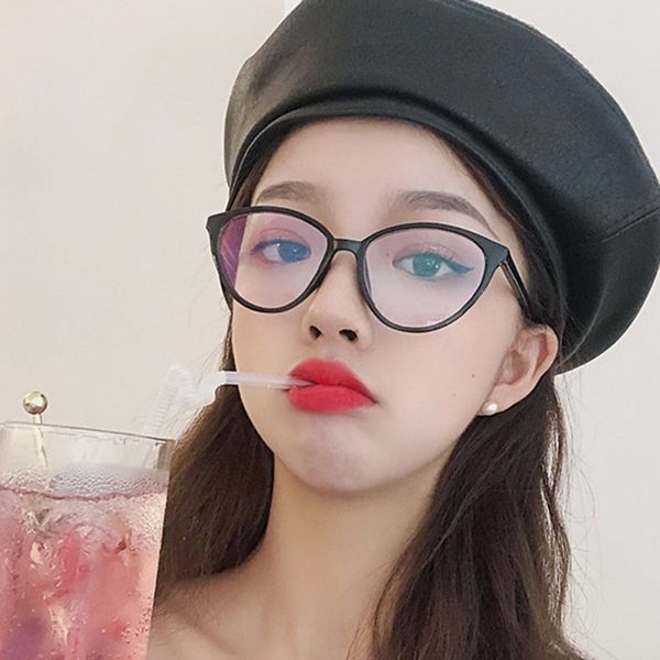 

vintage cat eye anti blue light glasses frame lens myopia optical mirror simple metal women men transparent eyewear frames