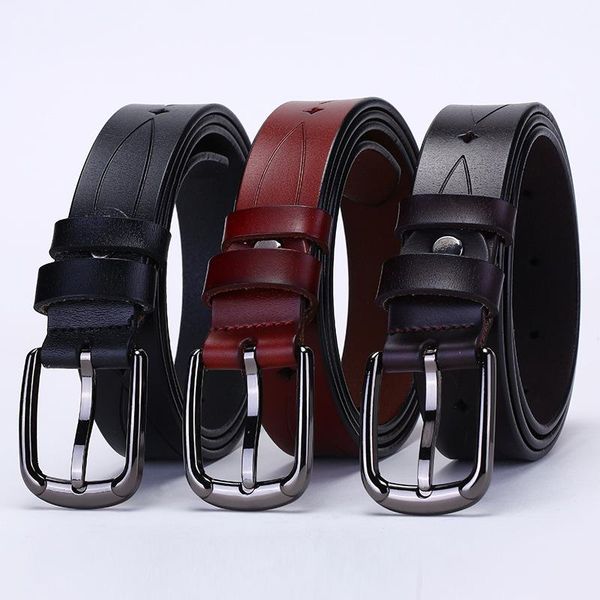 

new women cowskin belts ladies simple western design waist belt for pants jeans dresses femme belt fashion embossing strap, Black;brown