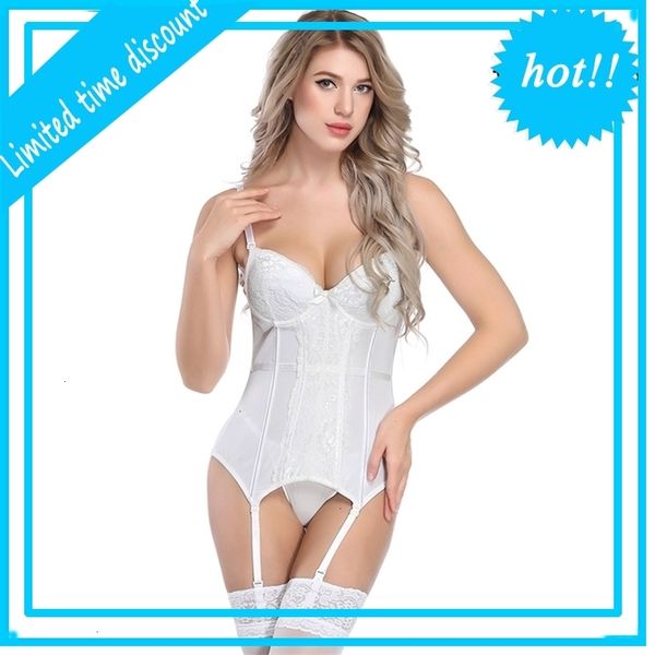 

white bustier women overbust push corset femme lace up lingerie see through corsets bustiers, Black;white