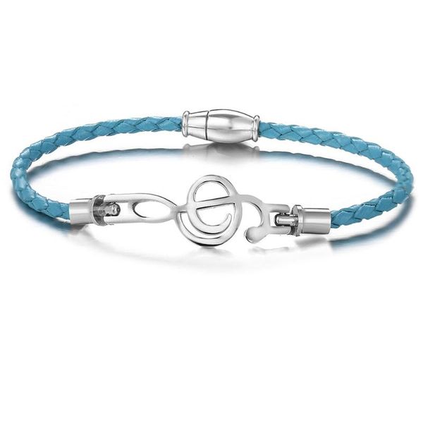 

kaimin wholesale multicolor pink tiny music note men bracelet women leather rope music ladies jewelry accessories couple gift, Golden;silver
