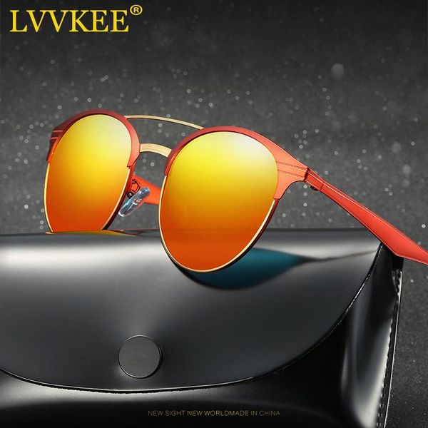 

sunglasses lvvkee 2021 luxury polarized classic women/men retro brand sun glasses red metal frame gafas de sol feminino, White;black