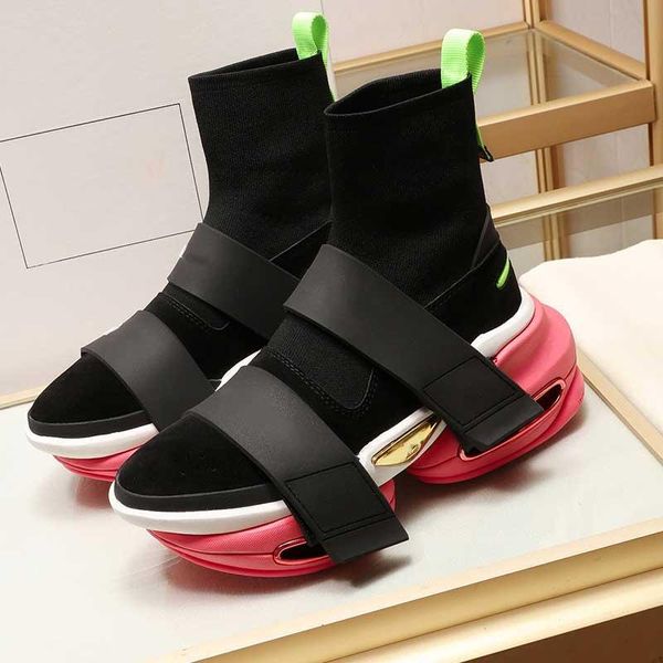 

high sneakers 2020 paris fashion star fashion women men casual shockproof socks and shoes double sole non-slip design 35-45 size, Black