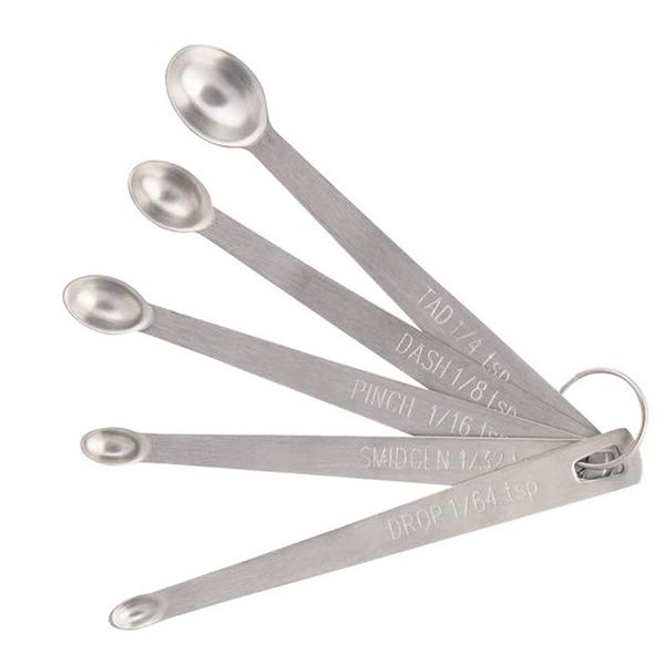 

5pcs/set stainless steel mini measuring sauce spoon kitchen tool durable accessories tableware sauce home measuring spoon