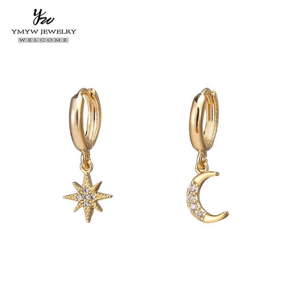 

dangle & chandelier ymyw fashion korean star moon asymmetric earrings charm copper 16 k plated gold for women bijoux en argent 925, Silver