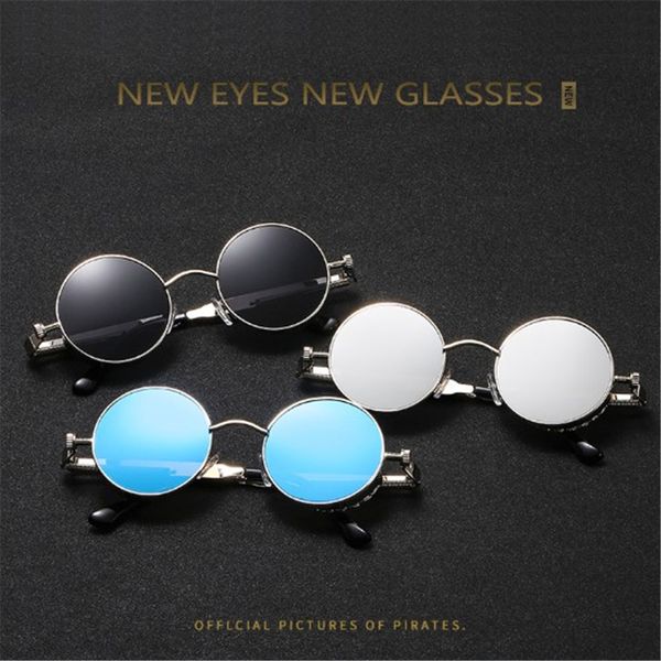 

vintage retro polarized steampunk 1pcs sunglasses fashion new metal round mirrored eyewear men circle sun glasses wholesale