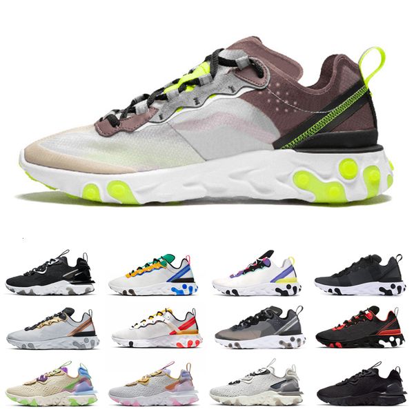 

women men running shoes react vision element 55 87 triple black total orange womens mens new arrival sneakers trainer sports shoes