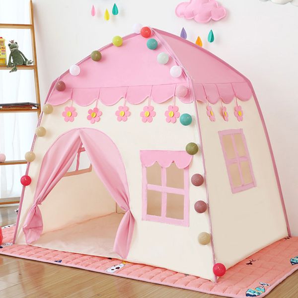 

kids indoor outdoor castle tent baby princess game house flowers blossoming boy girl oversized house folding game house gifts 1018