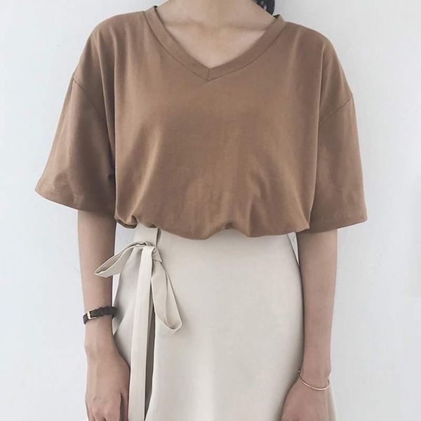 

2020 summer short sleeve korean t shirts fashion women t-shirts casual o-neck loose office female clothes plus size tees, White