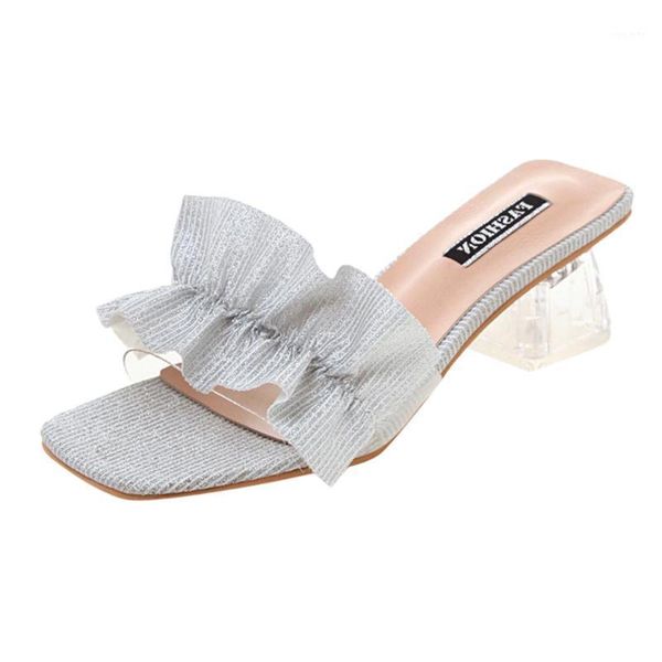 

sagace women's fashion slippers high heel thick heel sandals casual wild sandals ladies shoes outside med 3-5cm1, Black