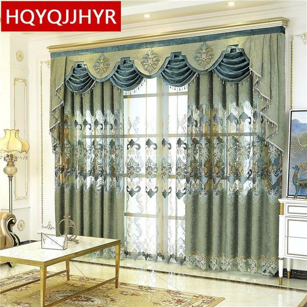 

curtain & drapes european luxury green embroidered window curtains for living room with voile bedroom el kitchen1
