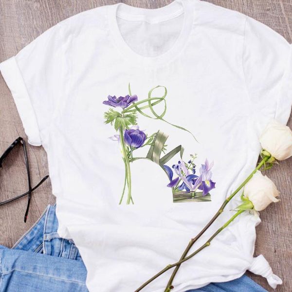 

women graphic 90s fashion clothes 90s floral flower printed lady clothing female tees print t shirt womens t-shirt, White