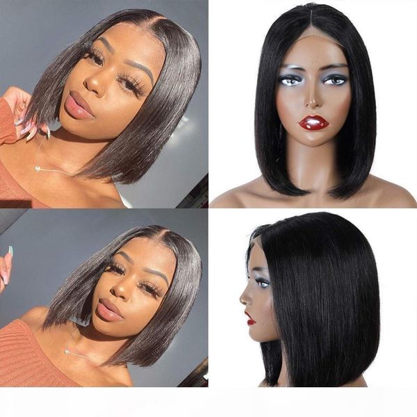 

парик фронта бразильский девы волос боб шнурка полный шнурок человеческих волос парики natural color нет пролить нет tangle с волосами младе, Black;brown