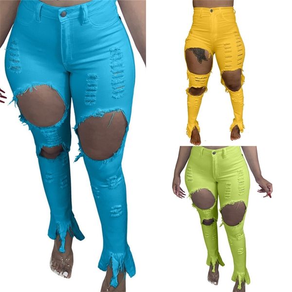 

womens jeans long ripped pants slim skinny hole denim personalized designers female jeans hollow trousers pencil pants street wear h12103, Blue