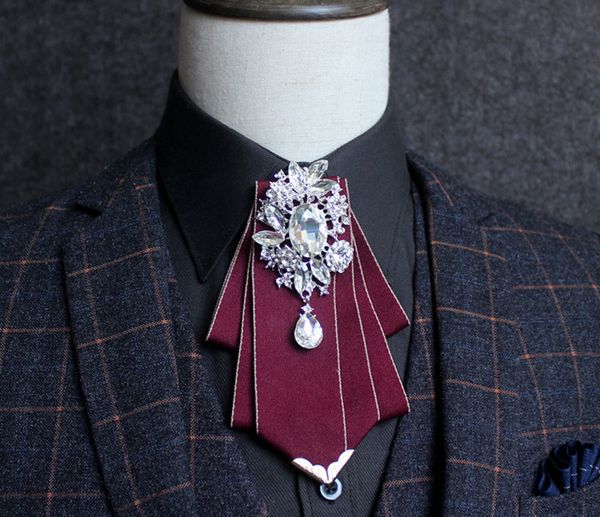 

for men's british vintage groom bow style uniform silk tie wedding dress suit shirt collar accessories blue black red pink, Black;gray