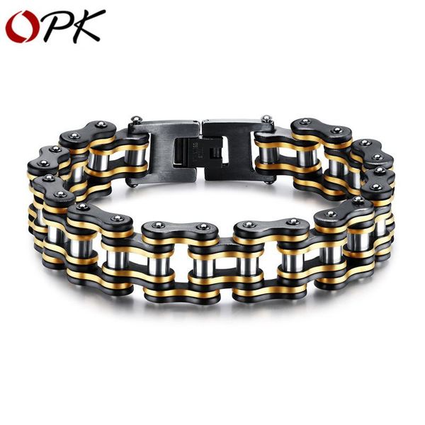 

opk men bracelet rock style bicycle chain stainless steel chain healthy magnetic bracelet for men bangles jewelry boy cool gift, Black