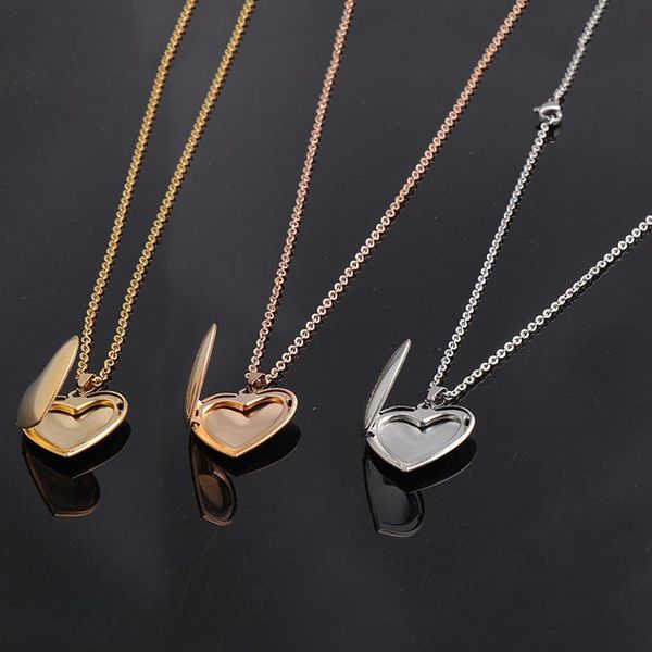 

1pc3 colors heart shaped friend p picture frame locket pendant for necklace jewelry couple valentine's day gift romantic, Silver