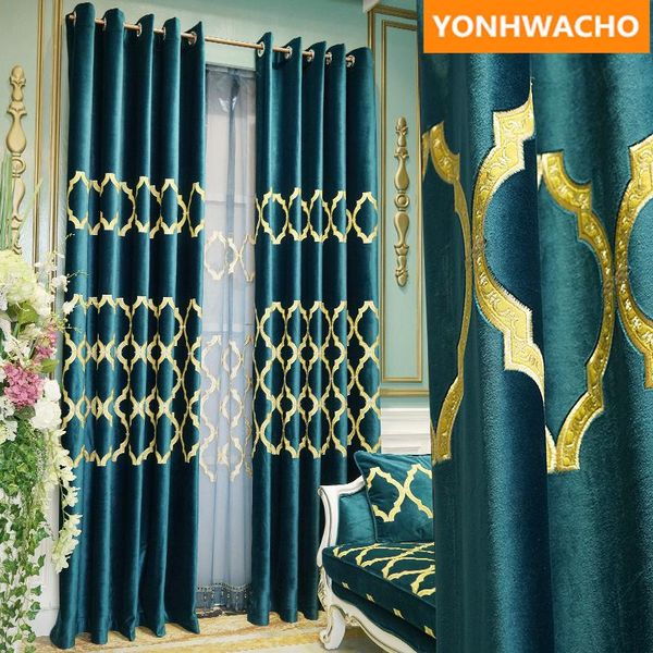 

curtain & drapes custom curtains luxury embroidered velvet living room bedroom thick flannel blue cloth blackout tulle drape panel b235