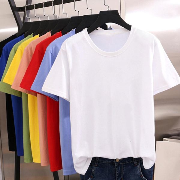 

fashion versatile streetwear new t-shirt women ropa mujer pretty casual short sleeve t shirt loose round neck pop tshirt, White