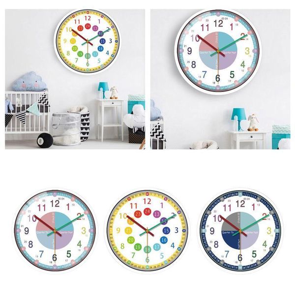 

wall clocks time teach kids clock learn to tell colorful numbers large display1