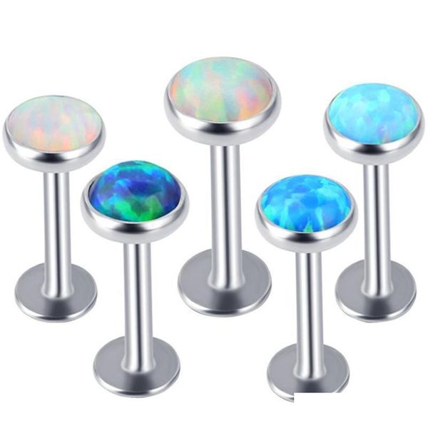 

opal lip stud stone labret ring 16g lip stud kit body jewelry for women ear cartilage earring piercing ombligo 9vmec, Black