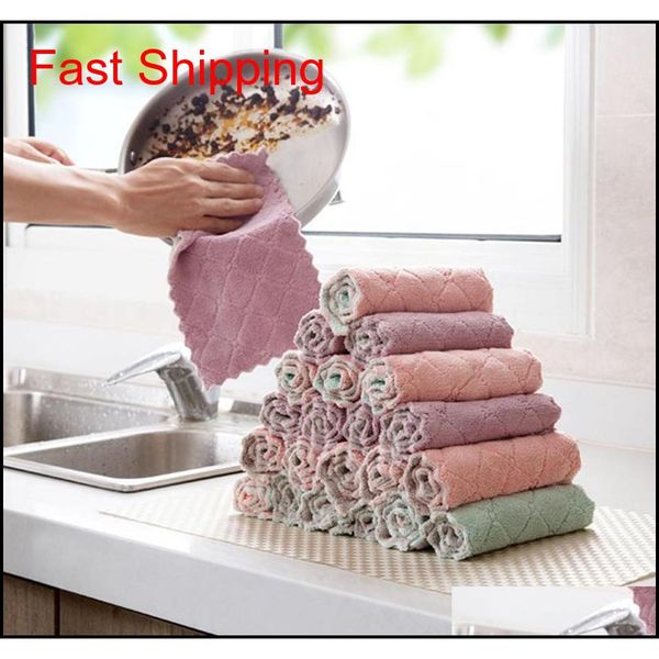 

kitchen cleaning wiping rags dish cleaning cloths water absorption anti-grease dish cloth microfiber color wash qyladt bbgargden