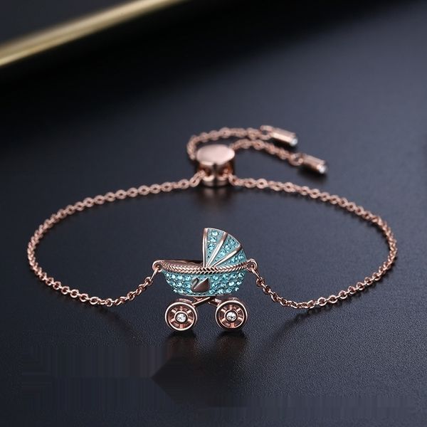 

ifbto cute family shi version rose braceletsuper mini high baby carriage gold gold bracelet female sweet personality blue bracelet vgsfw, Golden;silver