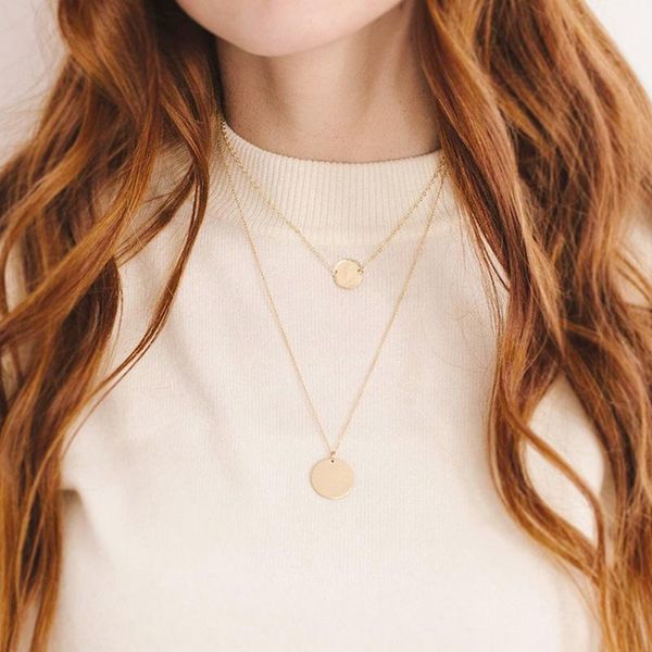 

2021 2pcs necklace set classic multilayer not darken 316l stainless steel women necklace jewelry dropshipping, Silver