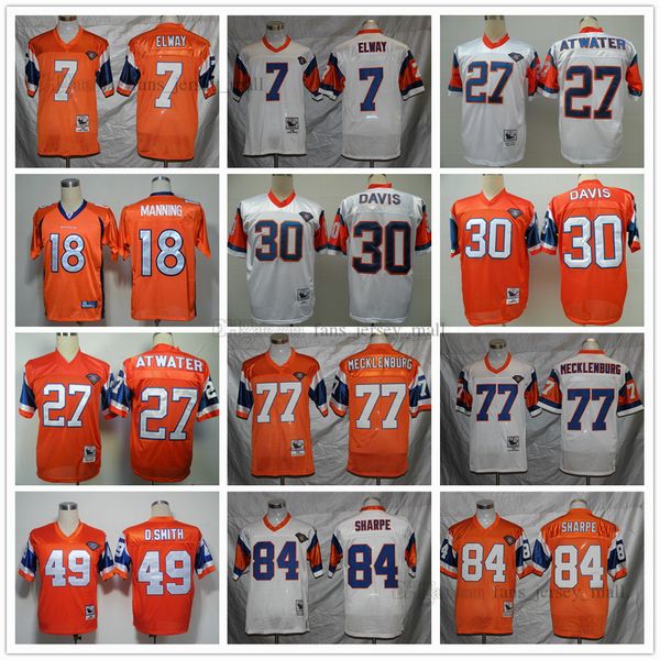 

ncaa vintage football 7 john elway jersey 27 steve atwater 30 terrell davis 49 d.smith 77 karl mecklenburg 84 shannon sharpe mitchell and ne, Black;red