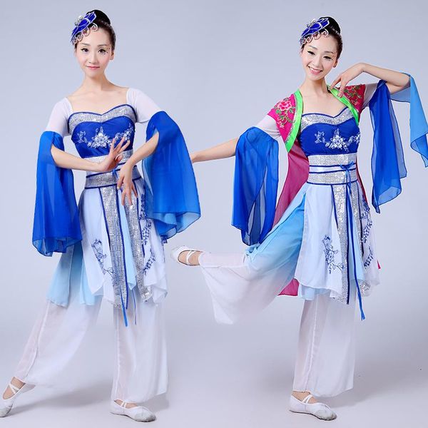 

stage wear classical dance performance slim gradient chiffon modern clothing elegant, Black;red