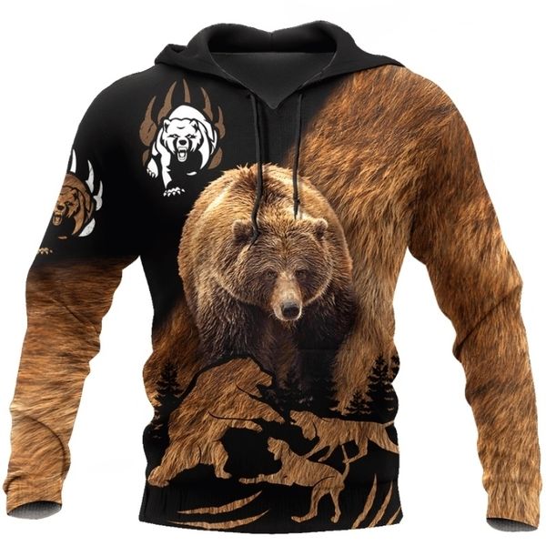 

bear hunting camo 3d print hoodies for men / women harajuku fashion hooded sweatshirt autumn casual hoodie sudadera hombre dll58 201104, Black