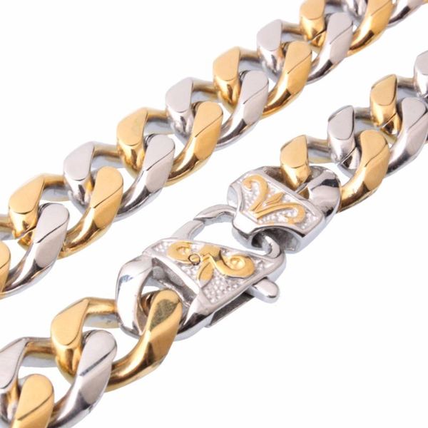 

silver color gold color stainless steel chain necklace for men necklace chains curb cuban link chain gitf 12/15mm
