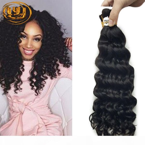 

brazilian deep curly human hair extensions bulk 50g piece deep curly human hair unprocessed no weft buy 3lot get 116"d, Black
