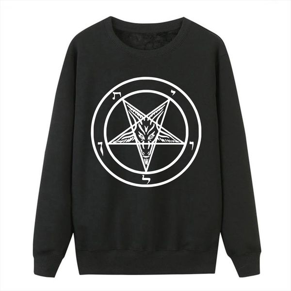 

hoodies pullover for women 2020 sell new spring winter hoodies sweatshirt pentagram gothic occult satan print pullover women, Black