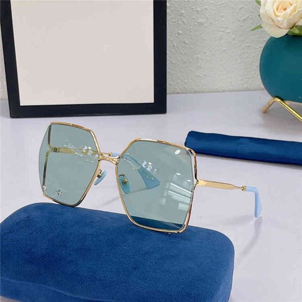 

2022 factory wholesale model large frame face small star net red same proof gg0817 sunglasses, White;black